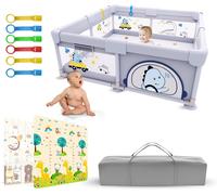 Subzonal-Parvuli Parc Bebe 120x120 Cm - Enclos Pour Bébé Avec 6 Poignées Et Tapis De Jeu Rembourré - Parc Pour Bebe Pliable Pour La Maison Avec Maille Respirante Et Barrières Protégées