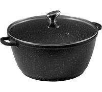 Subzonal-Pcui001014 - Faitout Fonte D'aluminium Premium Ø36cm, Couvercle Verre - Revêtement Anti-Adhésif Façon Pierre - Poignée Amovible - Tout Feu, Noir Et Blanc