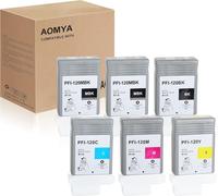 SUBZONAL-PFI-120 Lot de 6 réservoirs d'encre pigmentés PFI-120MBK PFI-120BK PFI-120C PFI-120M PFI-120Y Compatible avec Canon PFI 120 PFI120 Cartouche d'encre de rechange avec Canon TM-300 TM-305 TM-2