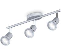 Subzonal-Plafonnier 3 Spots Pivotants & Orientables, 3 Ampoules Led 5w Gu10, Barre Spots Plafond Salon Salle À Manger Cuisine Couloir, Lumière Blanche Neutre 4000k, Couleur Titane