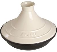 SUBZONAL-Plat à Tajine en Fonte, Couvercle Céramique, Ø 28 cm, Crème