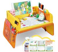Subzonal-Plateau Voiture, Plateau De Voyage Enfants Pour Siège Voiture Et Poussette Voyage Aérien Avec Sac De Rangement 5 Papier À Dessin - Jaune Et Orange