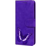 SUBZONAL-Pochette de Téléphone pour Sony Xperia 1 III,Coque Imprimé Papillon Housse à Rabat en Cuir Doux au Toucher Antichoc Bourse Etui avec Carte Bleue Fentes et Support,Violet