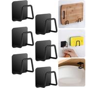 Subzonal-Porte Éponge Inox, Porte Éponge Évier Cuisine, Porte-Éponges Auto-Adhésifs, Porte Éponge Évier, Porte Éponge Cuisine, Porte-Éponges, Pour Éponges, Brosser, Torchon, 6 Pièces, Le Noir