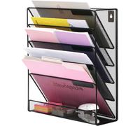 Subzonal-Porte-Revues Bureau 5 Étages, Présentoirs Muraux A4, 5 Compartiments Métal Mural Porte Documents - 5 Niveaux Organiseur De Fichiers, Noir