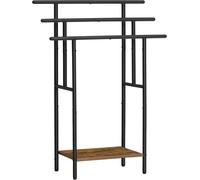 SUBZONAL-Porte-Serviettes autoportant à 3 Niveaux pour Salle de Bain, avec étagères, séchage surdimensionné pour Serviettes de Bain et présentoir, Noir et Marron Rustique EBF50LB01