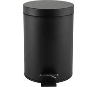 SUBZONAL-Poubelle Salle de Bain 3L à Pédale, Petite Poubelle Noire Inox pour WC/Bureau/Chambre, Mini Poubelle Design avec Pédale, Style Brabantia pour Toilette/Salle de Bain