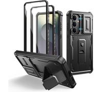 SUBZONAL-pour Coque Samsung Galaxy S26 PlusDouble Cadre Avant et Support avec CaméRa Coulissante Intégrée & Protecteur d'écran, Coque de Protection Robuste Résistante Aux Chocs - Noir