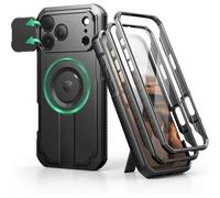 SUBZONAL-pour Magnétique Coque iPhone 17 Pro Max avec Cache Caméra Coulissant & Kickstand Pliable & Protecteur d'Écran Intégré, Coques Protection Pare-Chocs Robustes Couverture - Noir