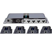 SUBZONAL-PremiumCord HDMI 1-4 Splitter + Extender Via CAT6/6A/7, Full HD 1080p à 40m, Boîtier en Métal, 4 Récepteurs avec Alimentation, Dolby TrueHD, 3D, EDID, CEC, HDCP