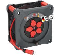 SUBZONAL-Professional KA 3210 5 IP44 Enrouleur de câble de chantier 33 m H07BQ-F 3G2,5 en rouge, 5 prises, utilisation de chantier et utilisation extérieure permanente, fabriqué en Allemagne