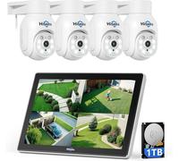 SUBZONAL-PTZ Kit Caméra de Surveillance WiFi avec 10"" Moniteur, 10CH 5MP NVR 1TB HDD, 4X5MP PTZ Caméras,Vision Nocturne Couleur,Détection Humaine,Alarme Sonore Accès à Distance