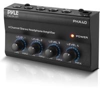 SUBZONAL-Pyle Amplificateur Casque Stéréo Portable 4 Canaux Ampli Pro Multi-Canaux Mini Répartiteur Écouteurs avec 4 Sorties Casques TRS 6,35 mm et Entrée Audio TRS 6,35 mm pour Table de Mixage