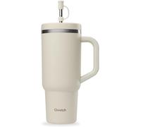 Subzonal-Qwetch - Travel Cup 900ml Avec Paille & Anse - 48h Glacé / 12h Froid - Gourde Isotherme Inox Recyclé - Mug Avec Bouchon À Vis Anti-Éclaboussures - Tasse Thermo - Sable