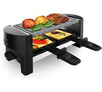 SUBZONAL-Raclette Cheese&Grill 3200 Pocket AllStone. 2 Personnes, 320W, Finition en Acier Inoxydable, Plaque de Gril en Pierre Antiadhésive, Comprend 2 Poêles et 1 Spatule