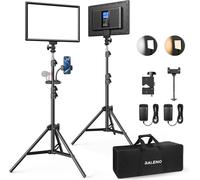 SUBZONAL-RALENO Lampes Vidéo LED 2-Pack, Panneau Vidéo 192 LED, avec Trépied réglable 180cm, Sac à main, Luminosité bicolore 3200-5600K, Luminosité à intensité variable (0-100%) CRI95 pour Studio Pho