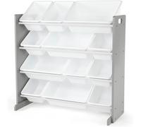 SUBZONAL-Rangement en Bois pour Jouets pour Enfants, 12 bacs en Plastique, Gris et Blanc