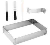 SUBZONAL-Rectangulaire Ajustable Cadre à Pâtisserie,2 Spatule en acier Inoxydable,1 Moule à Pâtisserie Réutilisable de 5 cm/1,9in de Hauteur en Acier Inoxydable avec Séparateur,pour Dessert, Gâteau