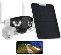 SUBZONAL-Reolink 4K 8MP Camera Surveillance Solaire, Deux Objectif de 180° Angle, Exterieure Sans Fil, WiFi 2,4/5GHz, 30m Vision Nocturne Couleur, Audio Bidirectionnel, Duo 2+Panneau Solaire (Modèle