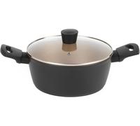 Subzonal-Rh01670beu7 Opulence Collection 24 Cm Marmite En Aluminium Forgé, Avec Couvercle En Verre, Revêtement Antiadhésive, Compatible Plaques À Induction Et Ustensiles Métalliques, Noir/Or