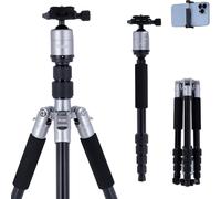 SUBZONAL-Rollei Compact Traveler No.1 Titan, 143cm Trepied Appareil Photo avec Tête Sphérique Trépied de Voyage en Aluminium Léger Compatible Arca Swiss Trepied Photo et Monopod Compact pour DSLR et