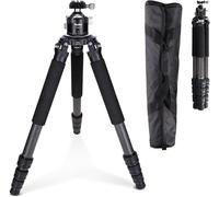 SUBZONAL-Rollei Rock Solid Alpha Mark III, 166cm Trepied Appareil Photo en Fibre de Carbone Trépied Caméra avec Capacité de Charge de 30kg Tripod de Voyage Noir avec Rotule Sphérique pour Caméscopes