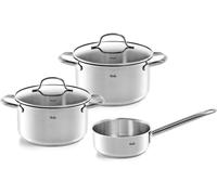 Subzonal-San Francisco Jeu De Faitouts/Casserole En Acier Inoxydable, 3 Pièces, Faitouts Avec Couvercle En Verre, Compatible Induction (2 Faitouts, 1 Casserole À Queue), Compatible Induction