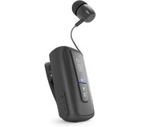 SUBZONAL-SBS Casque Bluetooth avec Clip et Fil Enroulable, Technologie multipoint pour connecter 2 appareils simultanément, Temps d'appel jusqu'à 7 Heures, Noir