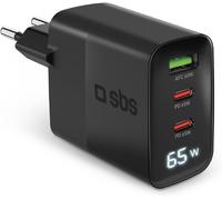 Subzonal-Sbs Chargeur Usb-C 65w Avec Écran Lcd, 2 Ports Usb-C, 1 Port Usb-A, Prise Européenne, Power Delivery, Idéal Pour Smartphones Android, Iphone, Tablette, Macbook, Ordinateur Portable