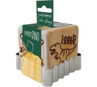 Subzonal-Scrap Cooking - Tampon Pâtisserie En Bois À Motifs Dinosaure - Avec 1 Découpoir Emporte-Pièce Biscuit & Cube Avec 5 Faces Gravées En Relief - Moule Décoration Dino Jungle - 5299