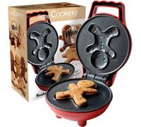 Subzonal-Scrapcooking - Mini Waffle Factory « Gingerbreadman » - Mini Gaufrier Bonhomme Pain D¿Epices - Plaque Anti-Adhérente - Machine À Gaufres Rond Noël Appareil Cadeau Pâtisserie - Avec Recette -