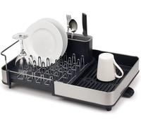 Subzonal-Séchoir À Vaisselle Extensible En Acier Avec Compartiment À Couverts Amovible, Bec D'égouttage Pivotant - Gris/Acier