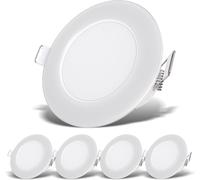 Subzonal-Set De 5 Spots Led Encastrables Salle De Bain, Plats, Ip65, Couleur De Lumière Blanc Neutre, Dimension Du Trou 68mm, Spots Led, Spot Encastrable, Plafonnier Salle De Bain, 86x30mm, Blanc