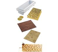 Subzonal-Set De Moules En Silicone Diamond Buche, Frozen Buche Mat, Magic Wood Mat, Antiadhésif, Lot De 3 Tapis À Gâteaux, 3d Design, 250 X 185 Mm, H 6 Mm, Made In Italy