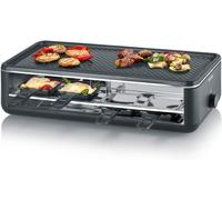 SUBZONAL-SEVERIN Appareil à raclette pour 8 personnes, Plaque de cuisson avec surface de cuisson rainurée 48 x 24 cm antiadhésive, Gril raclette 1 300 W, Noir, RG 2365