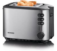 SUBZONAL-SEVERIN Grille-pain automatique 850 W, Toaster compact 2 fentes jusqu'à 2 tranches, Grille-pain électrique avec réglage du degré de brunissage & fonction décongélation, inox, AT 2514