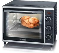SUBZONAL-SEVERIN Mini-Four à chaleur tournante 30 L avec tournebroche, Four posable 1 600 W design simple et élégant électrique avec minuteur 120 min, Noir/Inox, TO 2056