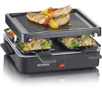 SUBZONAL-SEVERIN Raclette Gril 4 pers., Compacte, Plaque Anti-adhésive 21 X 21 cm, Inclus 4 Poêlons, Revêtement Anti-adhésif, Noir, RG 2370