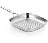 Subzonal-Signature Gril À Rayures De 24 Cm, Acier Inoxydable, Sans Revêtement Antiadhésif, Poignée Ergonomique, Compatible Avec Tous Types De Feux, Argent Métallique