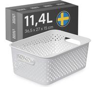 Subzonal-Smartstore Panier De Rangement Avec Poignées En Blanc 11,4l (36,5x27x15cm) I Panier De Rangement En Plastique Recyclé I Essence L Boîte De Rangement I Boîtes De Rangement Avec 10 Ans De Gara