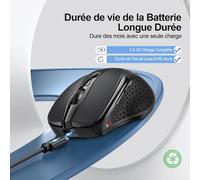 SUBZONAL-Souris Bluetooth,Souris sans Fil Rechargeable Silencieuse 3 Modes (BT5.0/3.0+2.4G) 4800 DPI Souris Ergonomique pour Ordinateurs,Portables,Mac, PC,Windows,Noir