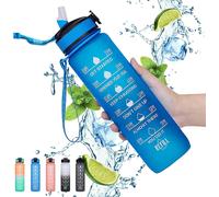 Subzonal-Sports Gourde De Motivation De 1 L Avec Marqueur De Temps Et Paille, Design Anti-Fuite Pour Randonnée, Gym, Fitness, Plein Air, Cyclisme, École Et Bureau