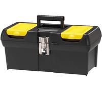 SUBZONAL-Stanley 1-92-065 Boite A Outils 2 Organiseurs Sur Le Couvercle - Robuste - Attaches métalliques Résistantes - Porte Outils Amovible - Poignée Articulée, 40.5 x 21 x 18,3 cm Jaune