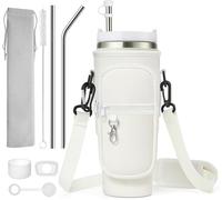 Subzonal-Stanley Cup Porte-Bouteille D'eau Avec Poche Pour Téléphone Portable Et Sangle Réglable Et Accessoires Stanley Cup Pour Voyage, Randonnée, Cyclisme, Camping Beige