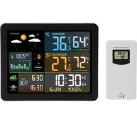 SUBZONAL-Station météo domestique sans fil avec écran couleur, thermomètre et hygromètre numériques intérieur/extérieur, prévisions 12-24 h, pression barométrique, phases lunaires, horloge atomique a