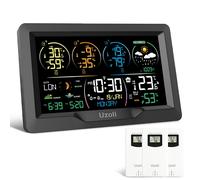 SUBZONAL-Station météo sans fil avec 3 capteur Thermomètre Hygromètre intérieur extérieur Horloge numérique Prévisions météo Pression Lever Coucher du soleil Phase lunaire Risque de moisissure - EM33