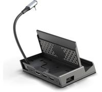 SUBZONAL-SteamDock with Detachable Portable USB Hub HDMI TV Adapter for Steam Deck, ROG Ally, Smartphone and MacBook- Black (with Extension Cable)