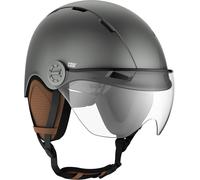 Subzonal-Style - Casque Lifestyle Urbain Pour Vélo & Trottinette Electrique - Visière Transparente & Cache-Oreille Amovibles - Confort Optimal Pour Homme & Femme - Gris - Taille L