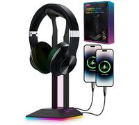 SUBZONAL-Support de Casque RGB, Accessoires de Jeu, Support de Casque avec 2 Ports USB et 1 Port de Type C, Casque Stand LED Cool pour PC Gamer, Accessoires de Casque pour Tous Les écouteurs