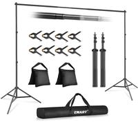 SUBZONAL-Support Fond Photo, 2x3m de Support Toile de Fond Réglable avec 8 Pinces, 2 Sacs de Sable et Sac de Transport pour Studio Photo, Vidéo, Fête, Mariage